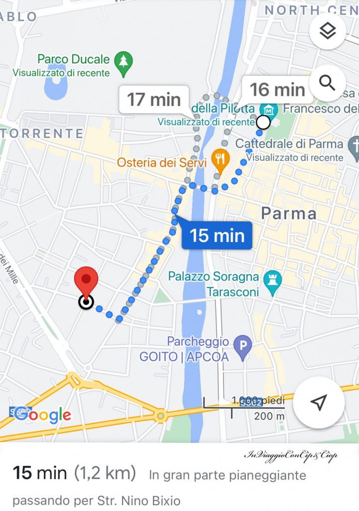 percorso da Palazzo della Pilotta a Via della Salute