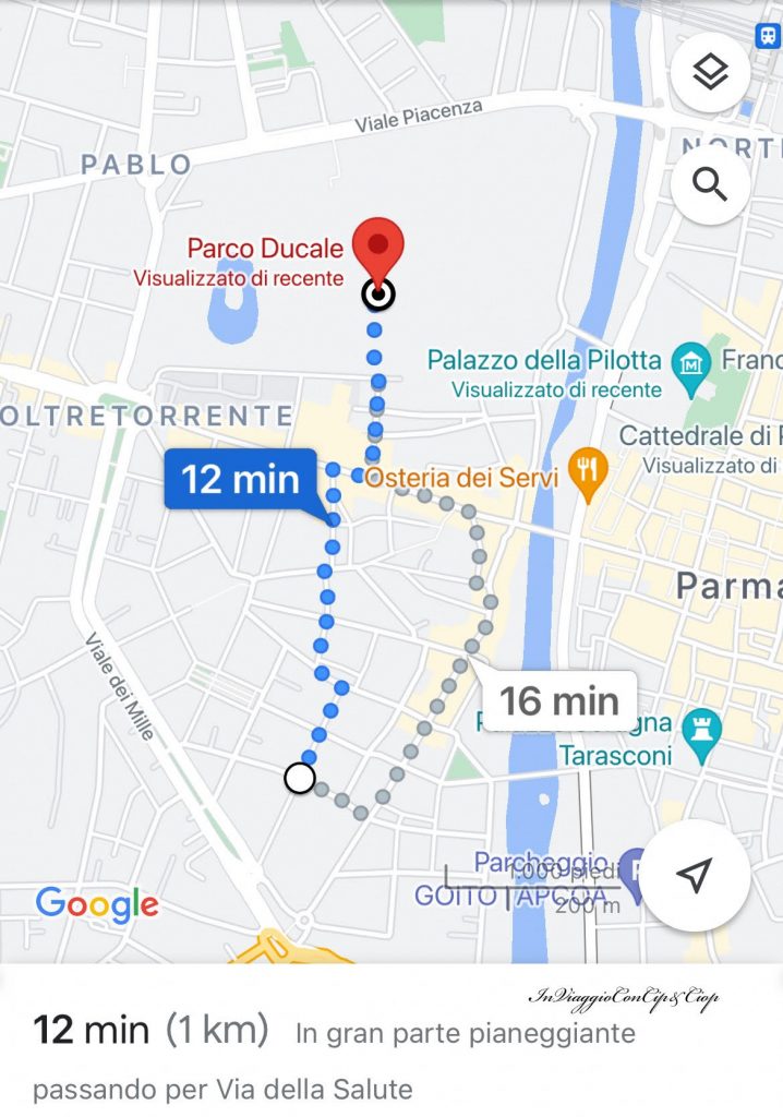 percorso da via della salute a parco ducale parma