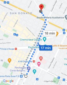 percorso a piedi da torino porta susa a mia beauty lab